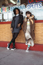 Green Striped Socks | White