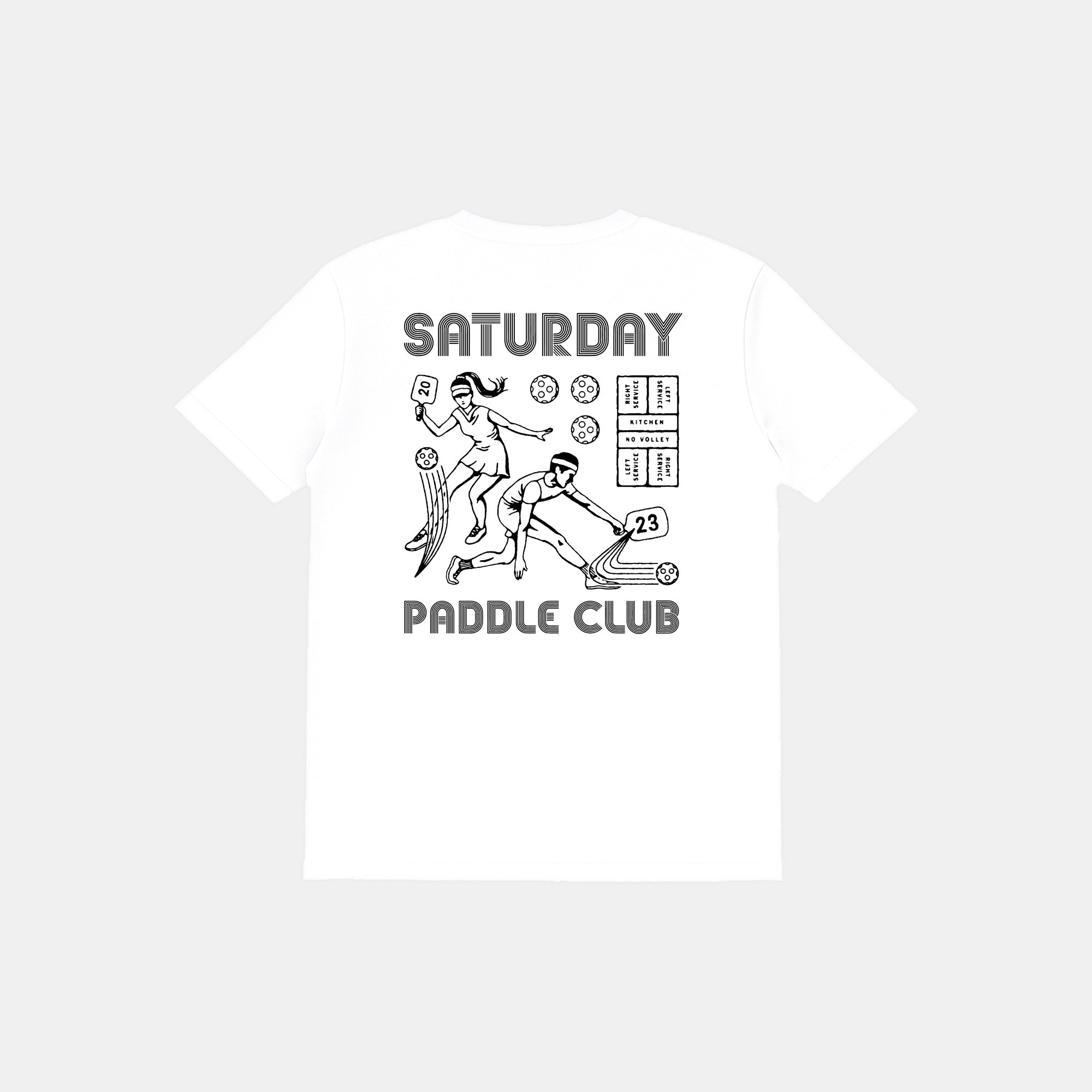Retro Saturday Paddle Club Pickleball Tee (White)