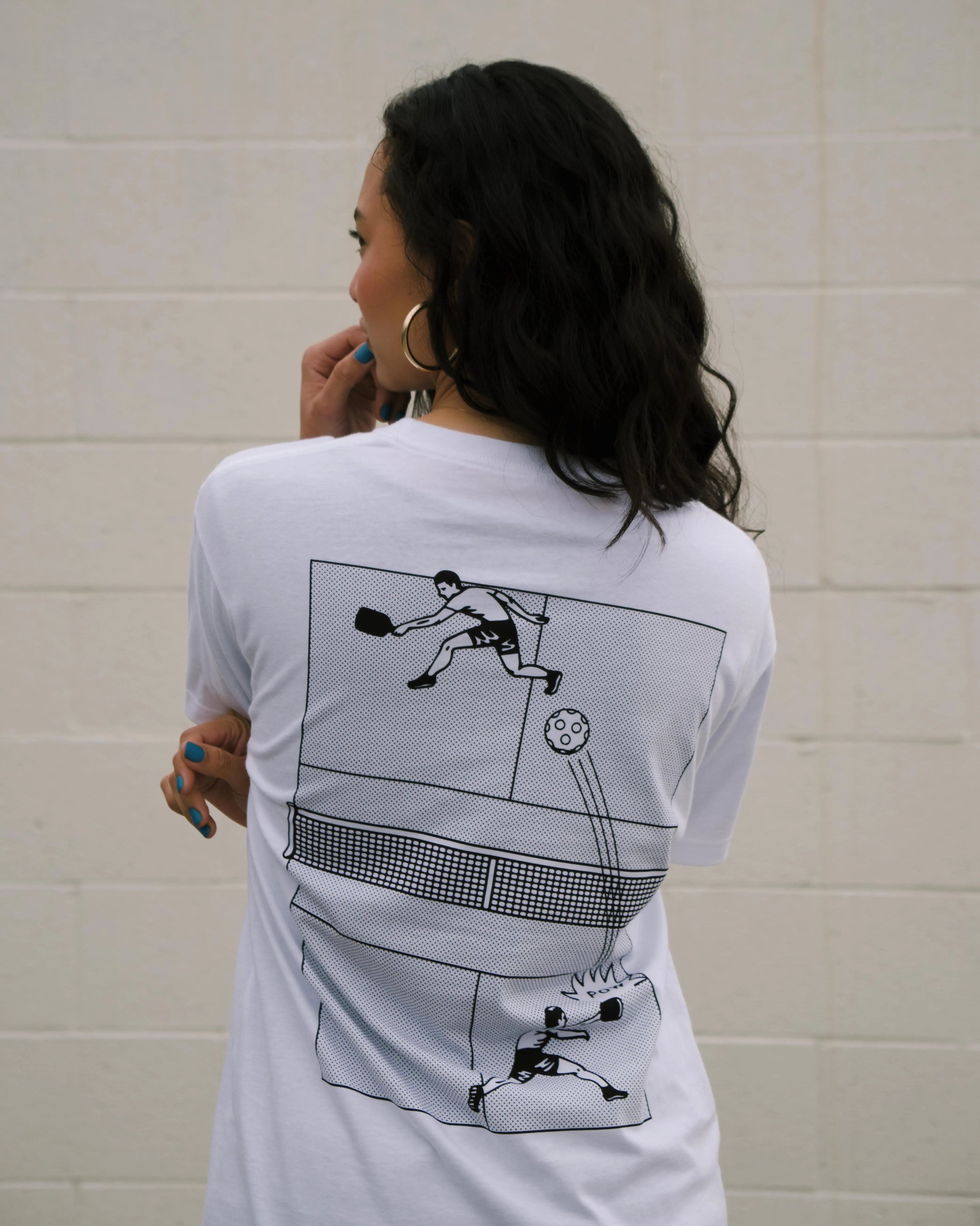 Retro Revival Pickleball Court Tee (White)